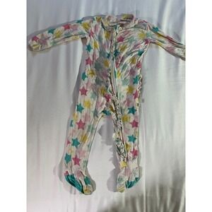 Posh Peanut Star Ruffle Bamboo Footie Sleeper 6-9 Month Girl Zipper Pajama